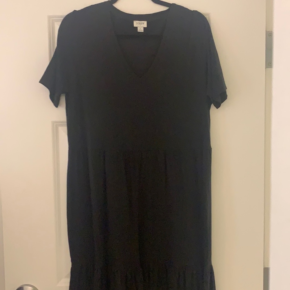 Cotton J crew 3 tier black midi dress